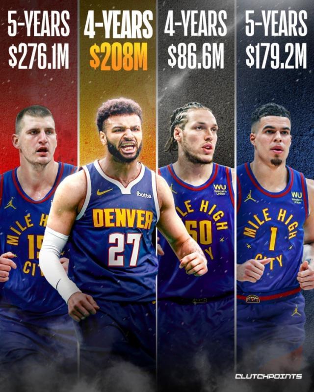 穆雷续约4年2.08亿！掘金豪赌四大核心再冲冠