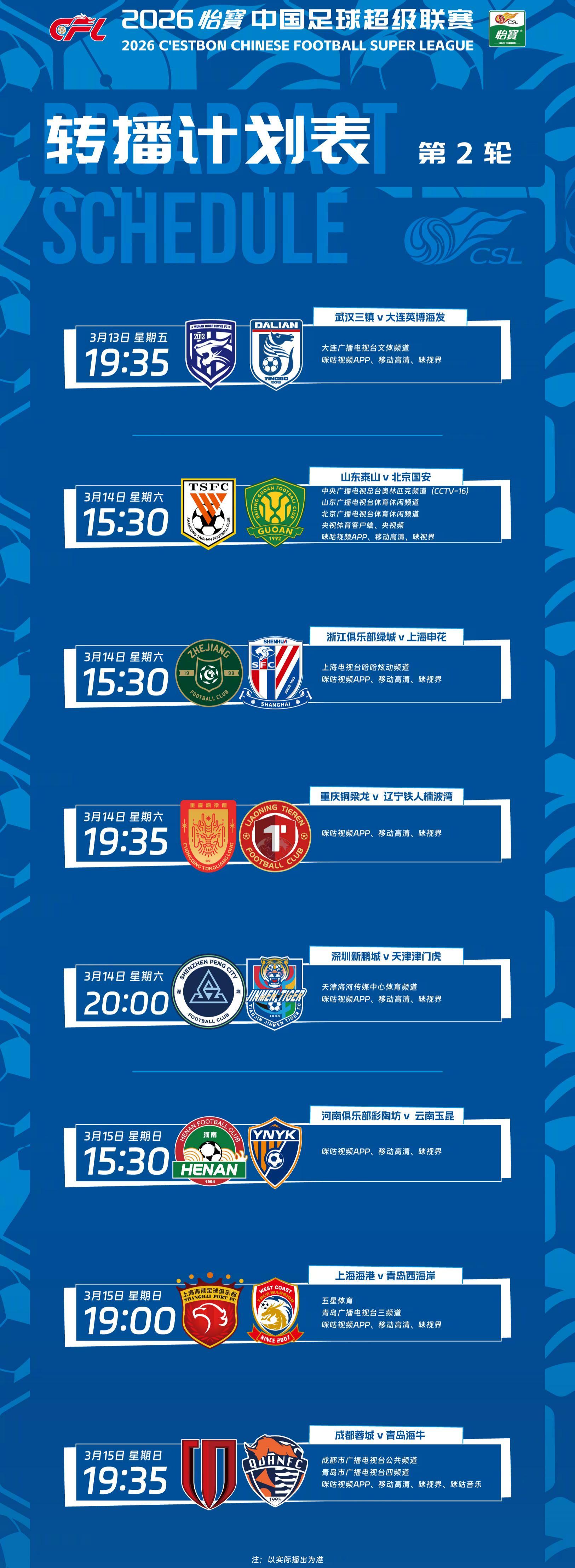 哈哈炫动+五星体育，直播上海双雄！央视领衔3家电视台聚焦京鲁战